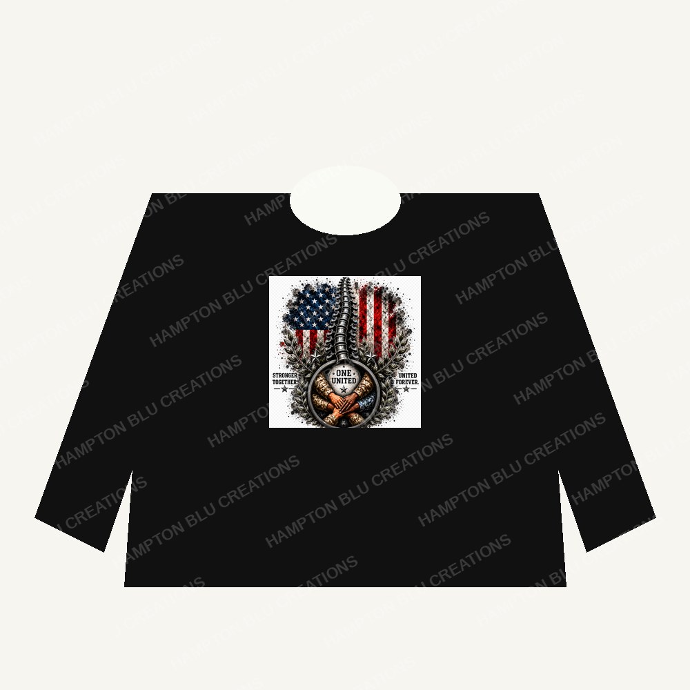 One united military spine, and flag design Long Sleeve Shirt